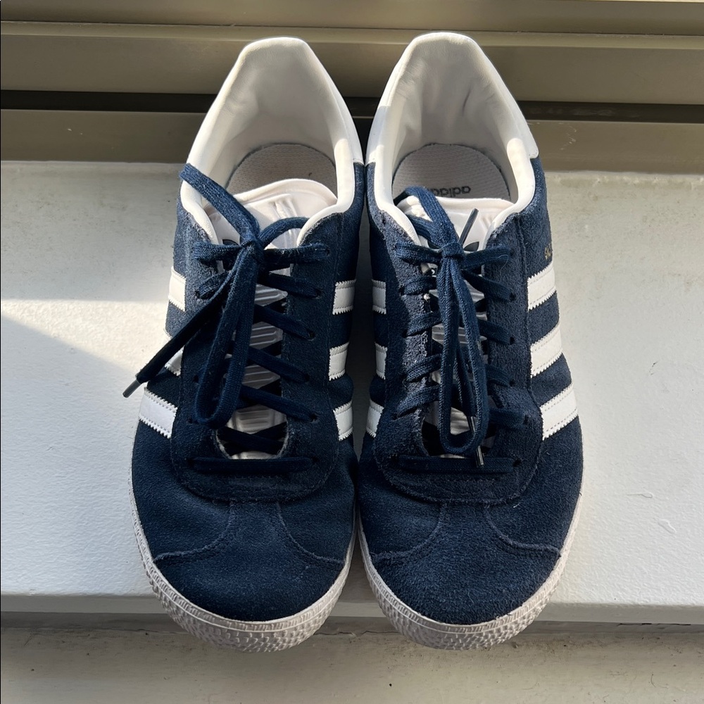 Adidas Navy and White Sneakers